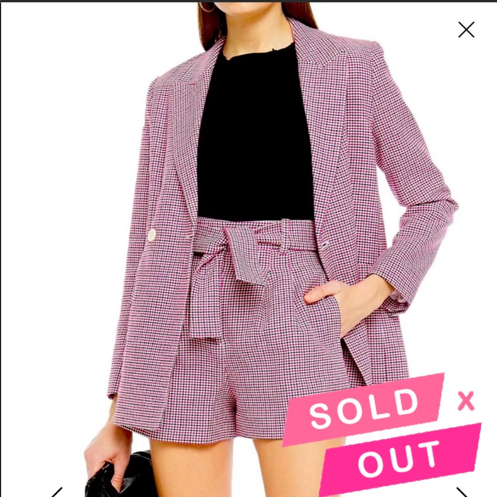 💓MAJE 💓ida Belted Houndstooth Cotton-blend Jacquard Shorts